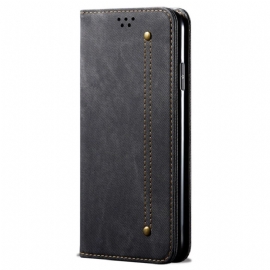 Kožené Pouzdro Folio Motorola Edge 50 Fusion Džínová Tkanina