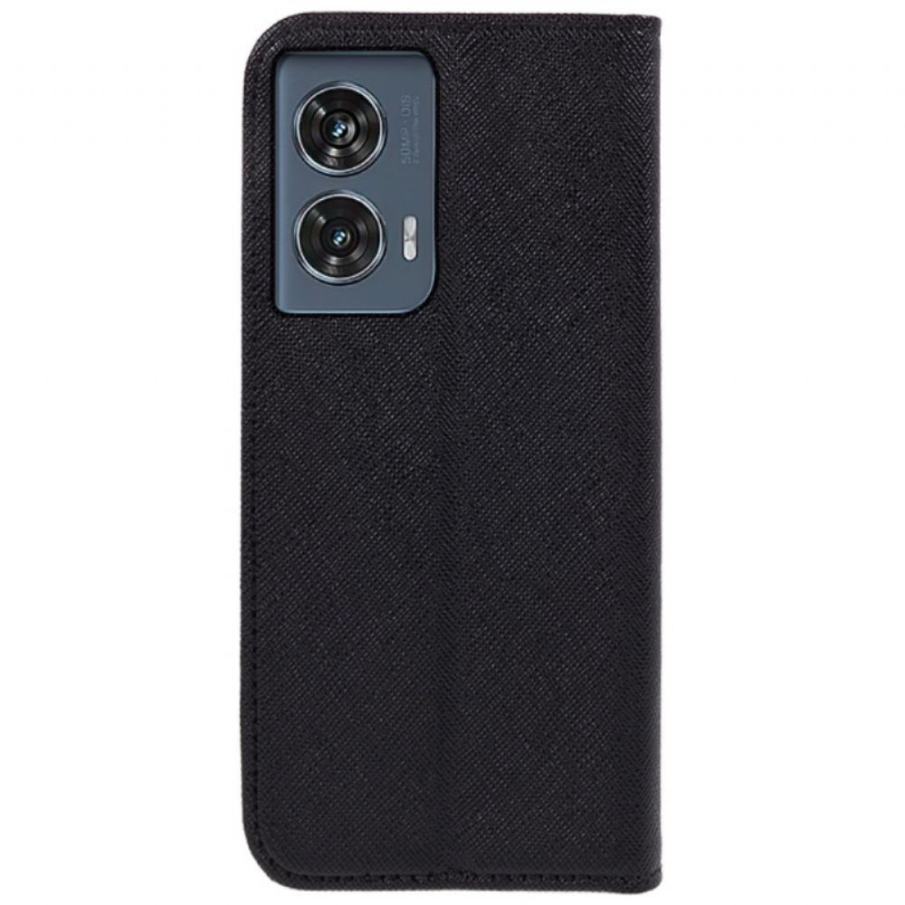 Kožené Pouzdro Folio Motorola Edge 50 Fusion Křížová Textura