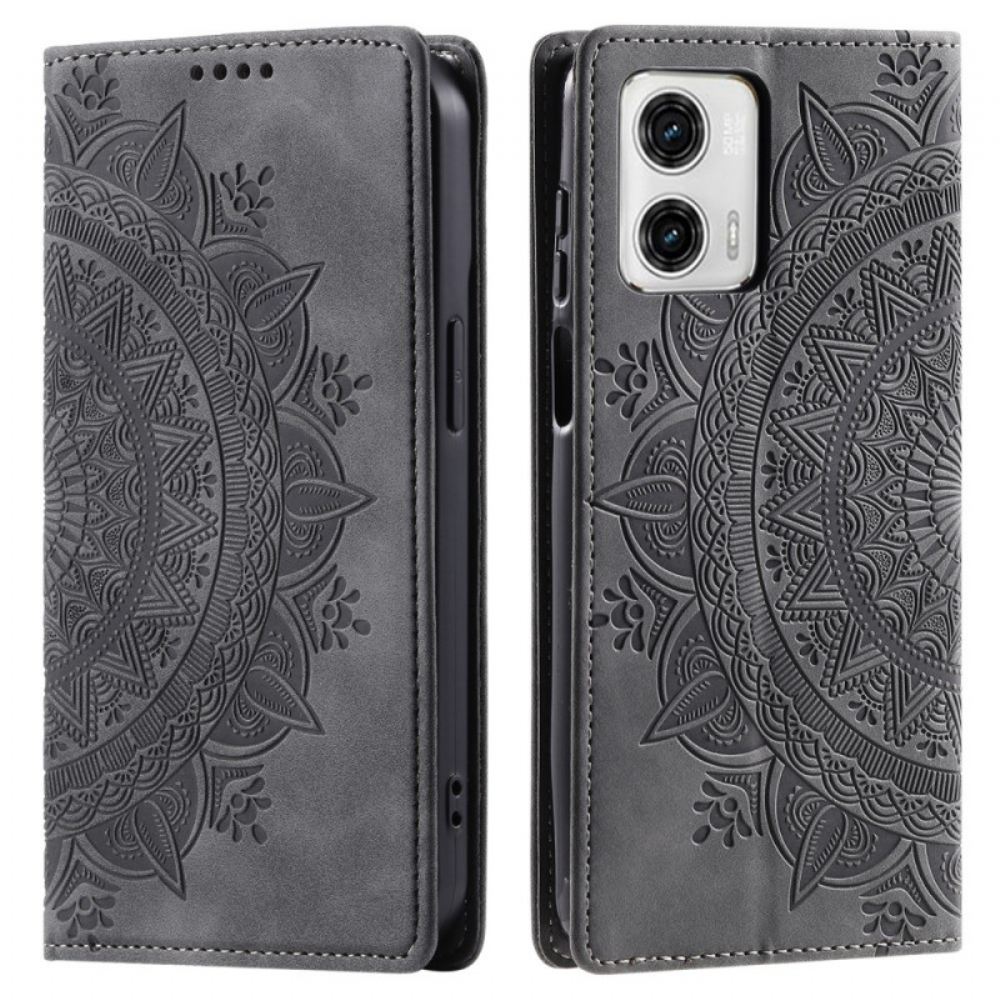 Kožené Pouzdro Folio Motorola Edge 50 Fusion Mandala Suede Effect
