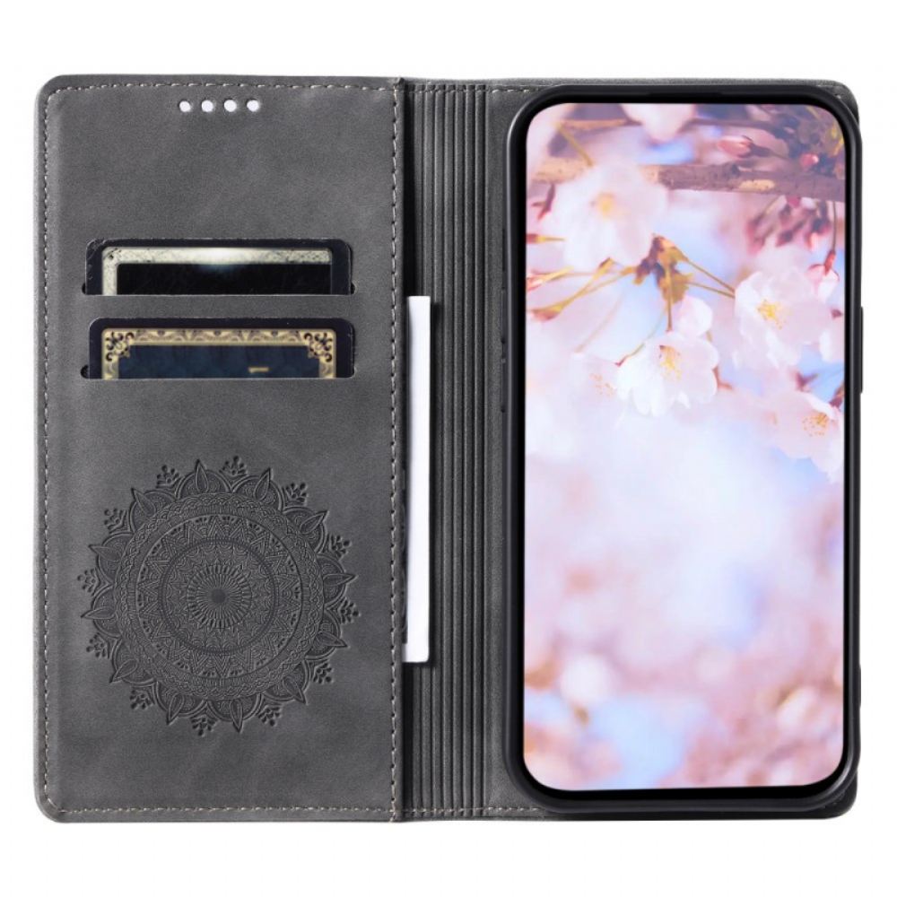 Kožené Pouzdro Folio Motorola Edge 50 Fusion Mandala Suede Effect