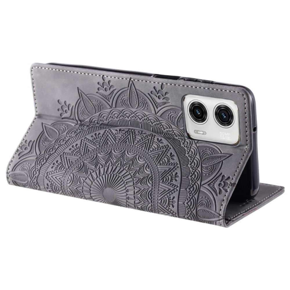 Kožené Pouzdro Folio Motorola Edge 50 Fusion Mandala Suede Effect