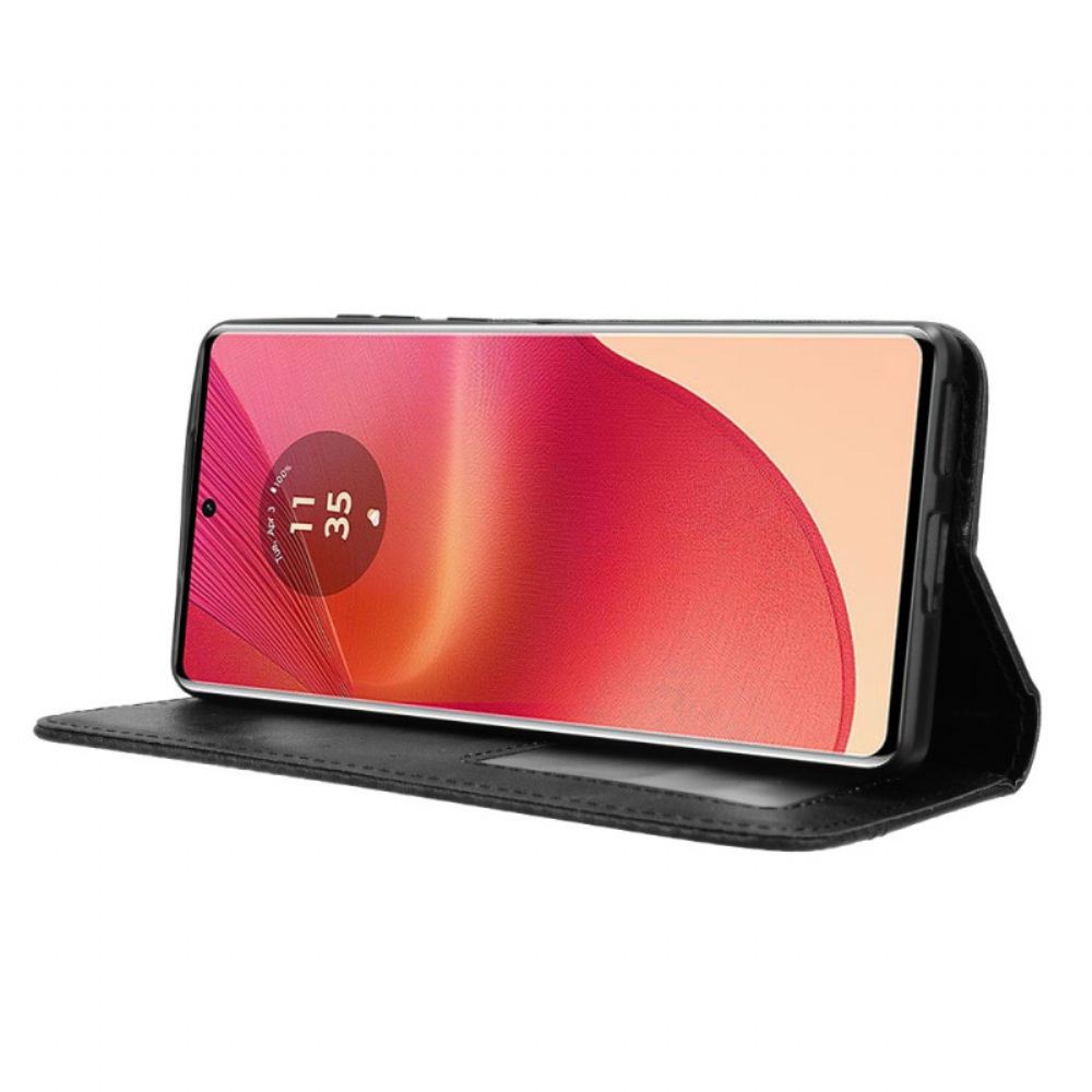 Kožené Pouzdro Folio Motorola Edge 50 Fusion Retro Frieze