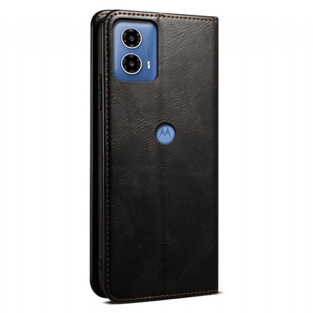 Kožené Pouzdro Folio Motorola Edge 50 Fusion Voskovaná Imitace Kůže