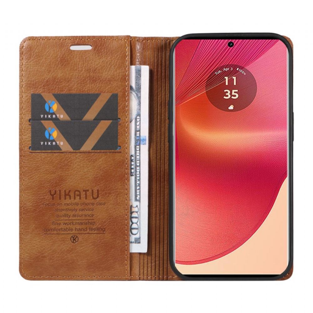 Kožené Pouzdro Folio Na Motorola Edge 50 Fusion Vintage Yikatu