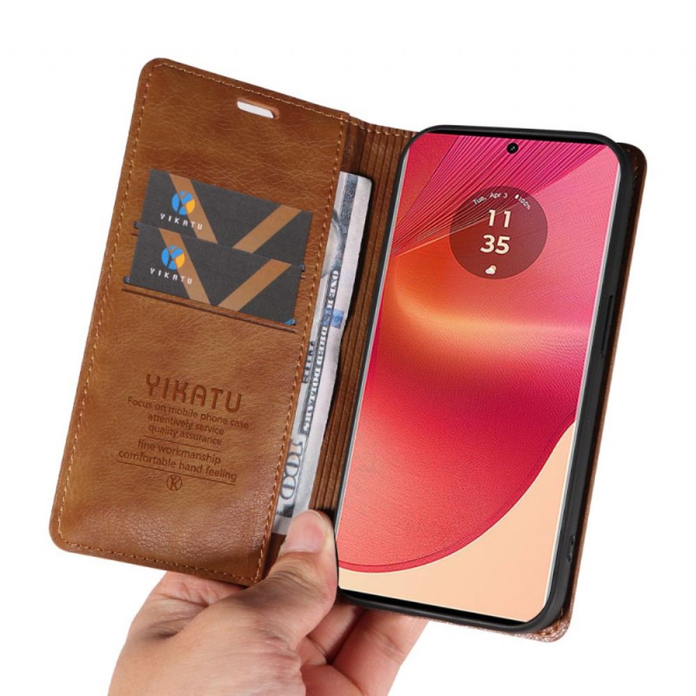 Kožené Pouzdro Folio Na Motorola Edge 50 Fusion Vintage Yikatu