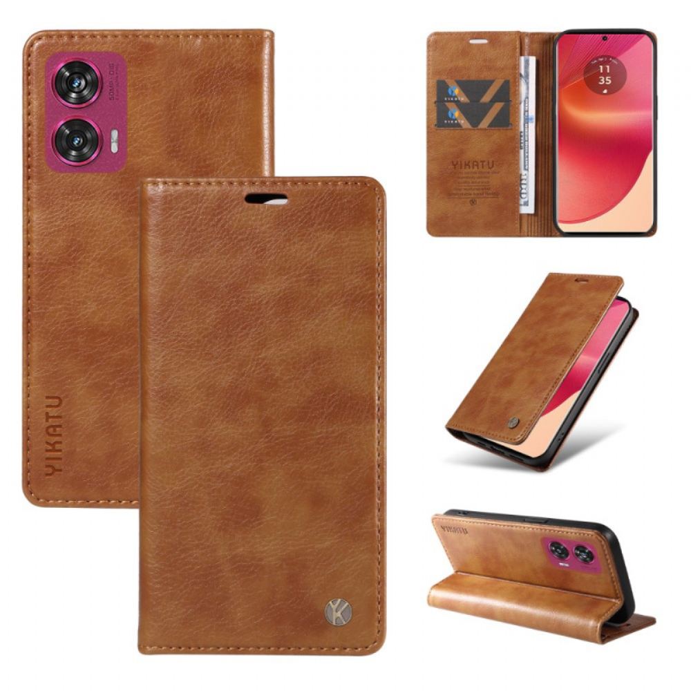 Kožené Pouzdro Folio Na Motorola Edge 50 Fusion Vintage Yikatu
