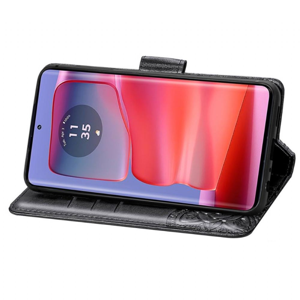 Kožený Kryt Motorola Edge 50 Fusion Barokní Motýl