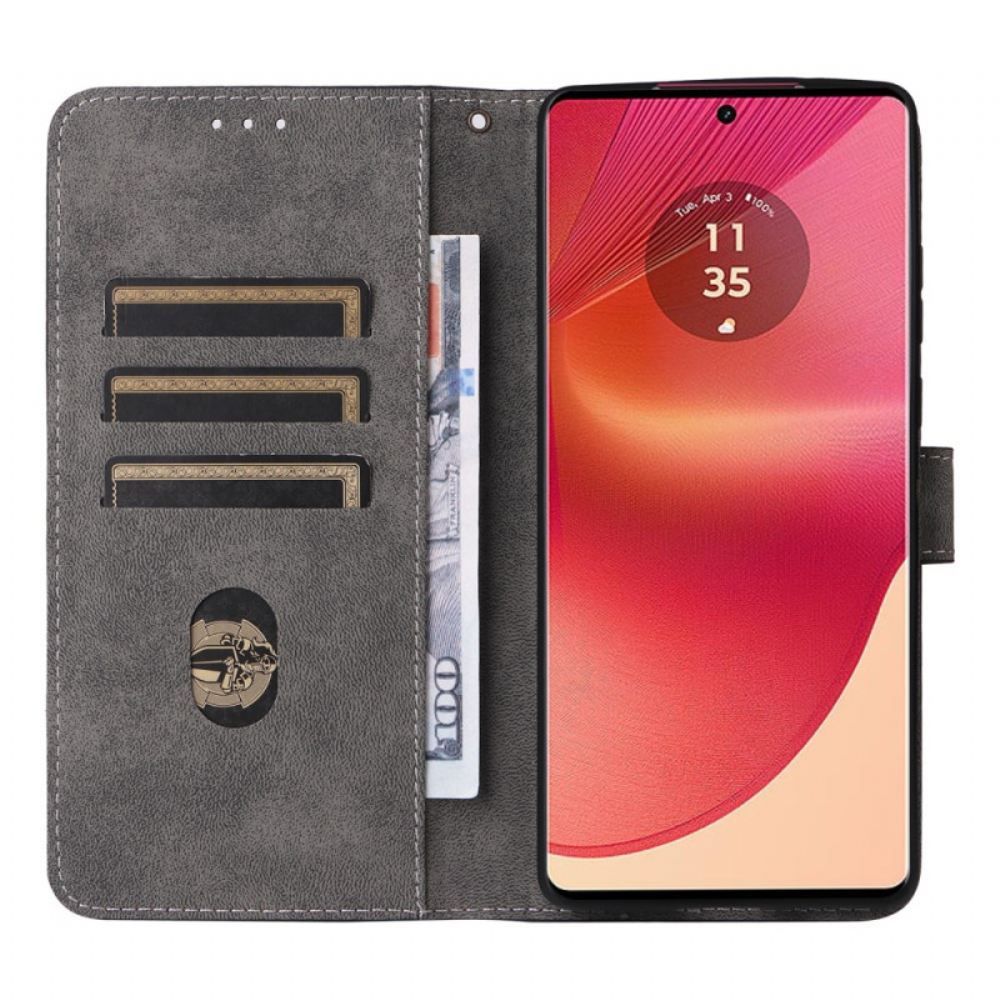 Kožený Kryt Motorola Edge 50 Fusion Blokování Rfid V Semišovém Stylu
