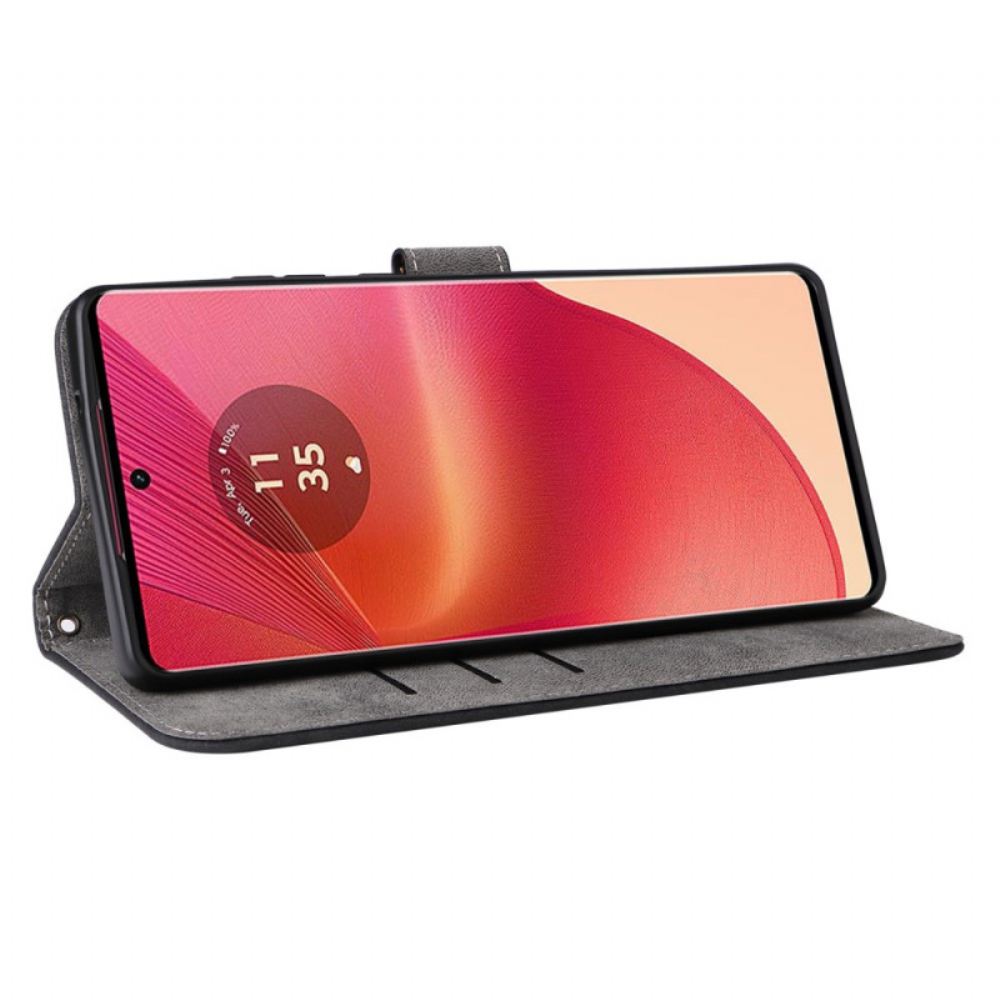 Kožený Kryt Motorola Edge 50 Fusion Blokování Rfid V Semišovém Stylu