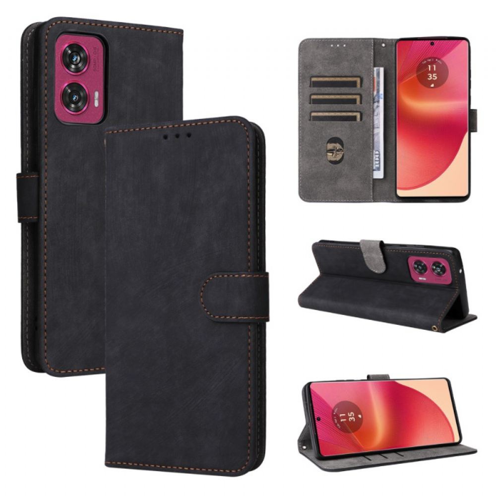 Kožený Kryt Motorola Edge 50 Fusion Blokování Rfid V Semišovém Stylu