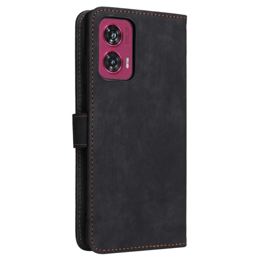 Kožený Kryt Motorola Edge 50 Fusion Blokování Rfid V Semišovém Stylu