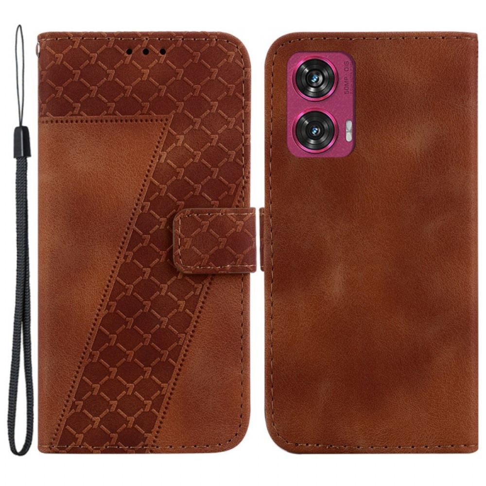 Kožený Kryt Motorola Edge 50 Fusion Design 7 S Popruhem
