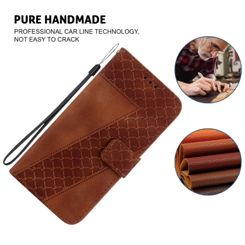 Kožený Kryt Motorola Edge 50 Fusion Design 7 S Popruhem