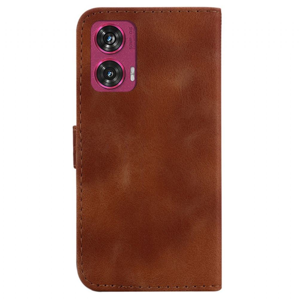 Kožený Kryt Motorola Edge 50 Fusion Design 7 S Popruhem