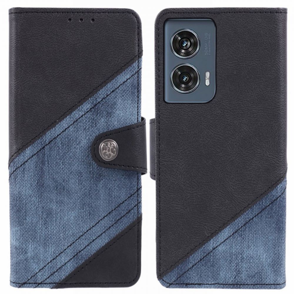 Kožený Kryt Motorola Edge 50 Fusion Dvoubarevný Vintage Design