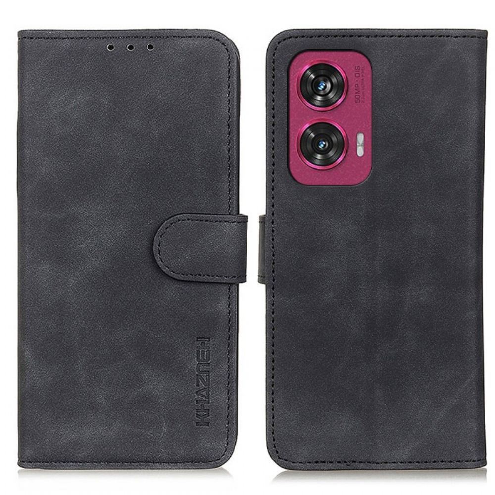 Kožený Kryt Motorola Edge 50 Fusion Khazneh Retro Peněženka