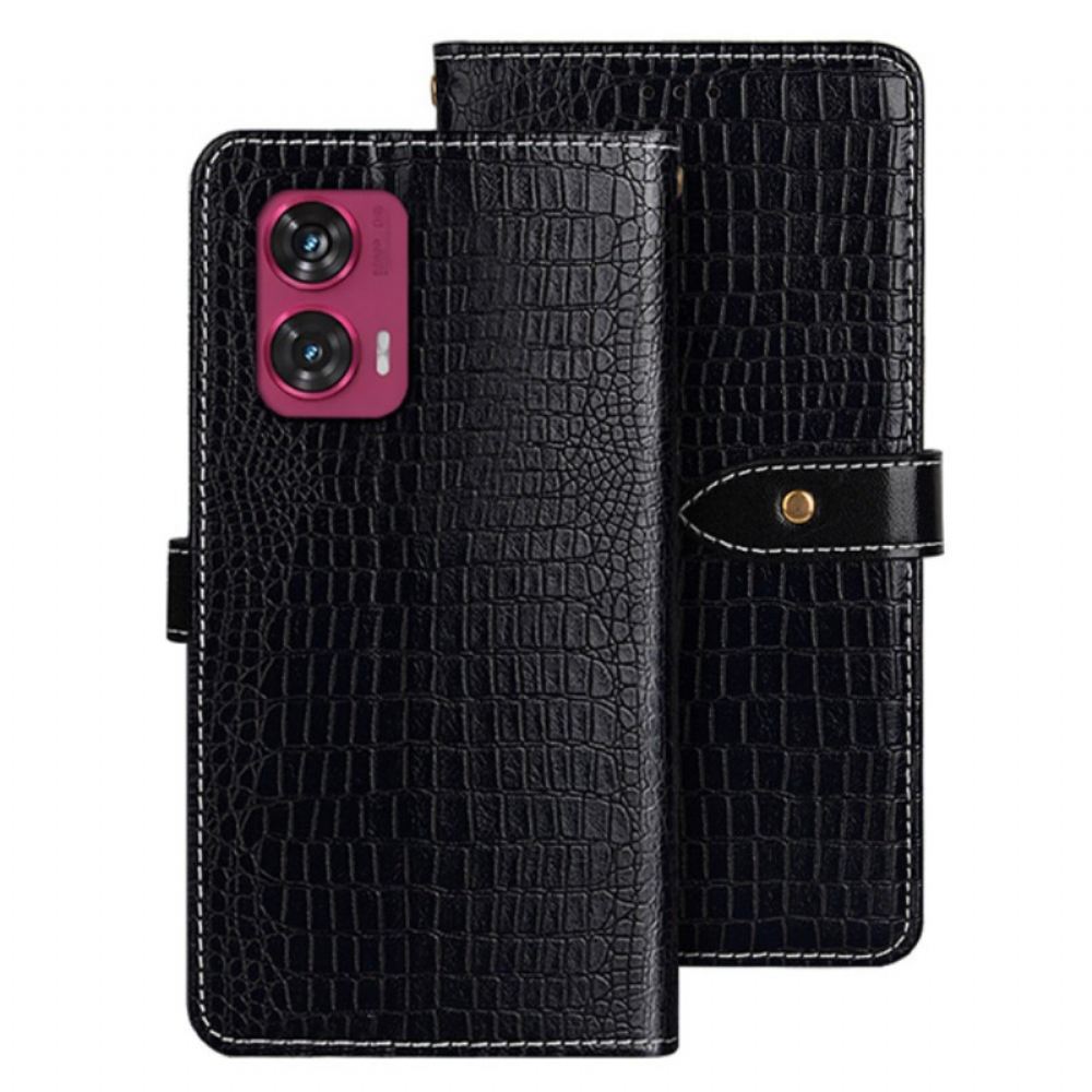 Kožený Kryt Motorola Edge 50 Fusion Krokodýlí Styl Idewei