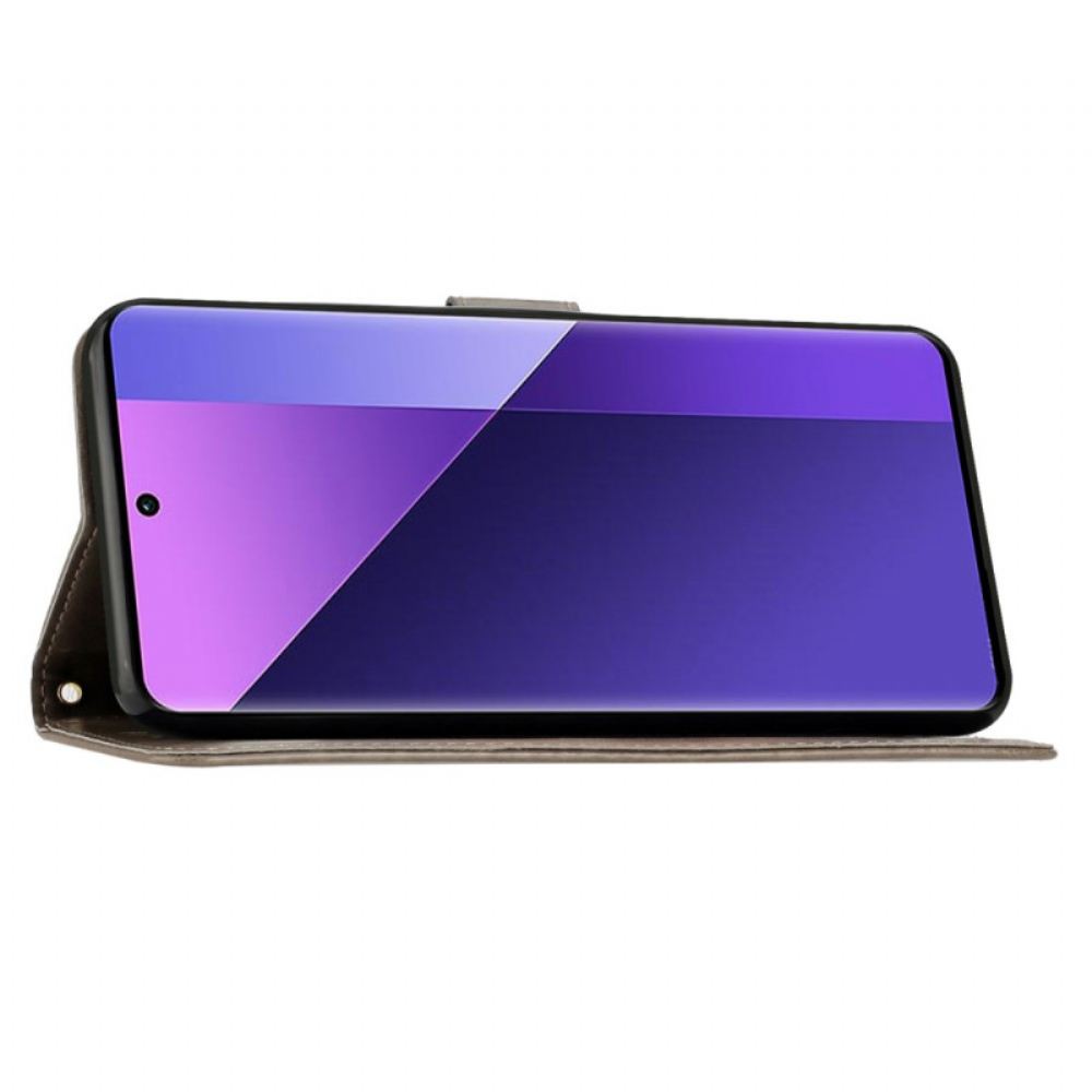 Kožený Kryt Motorola Edge 50 Fusion Květiny A Motýli