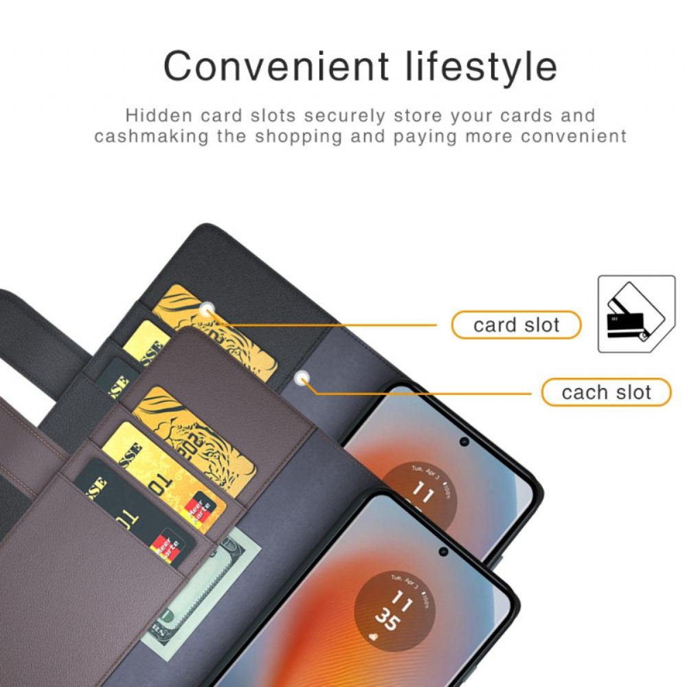 Kožený Kryt Motorola Edge 50 Fusion Kůže