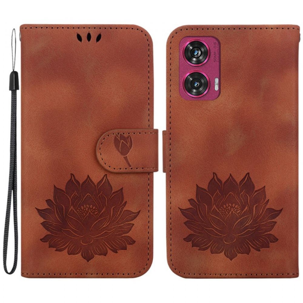 Kožený Kryt Motorola Edge 50 Fusion Lotus S Popruhem
