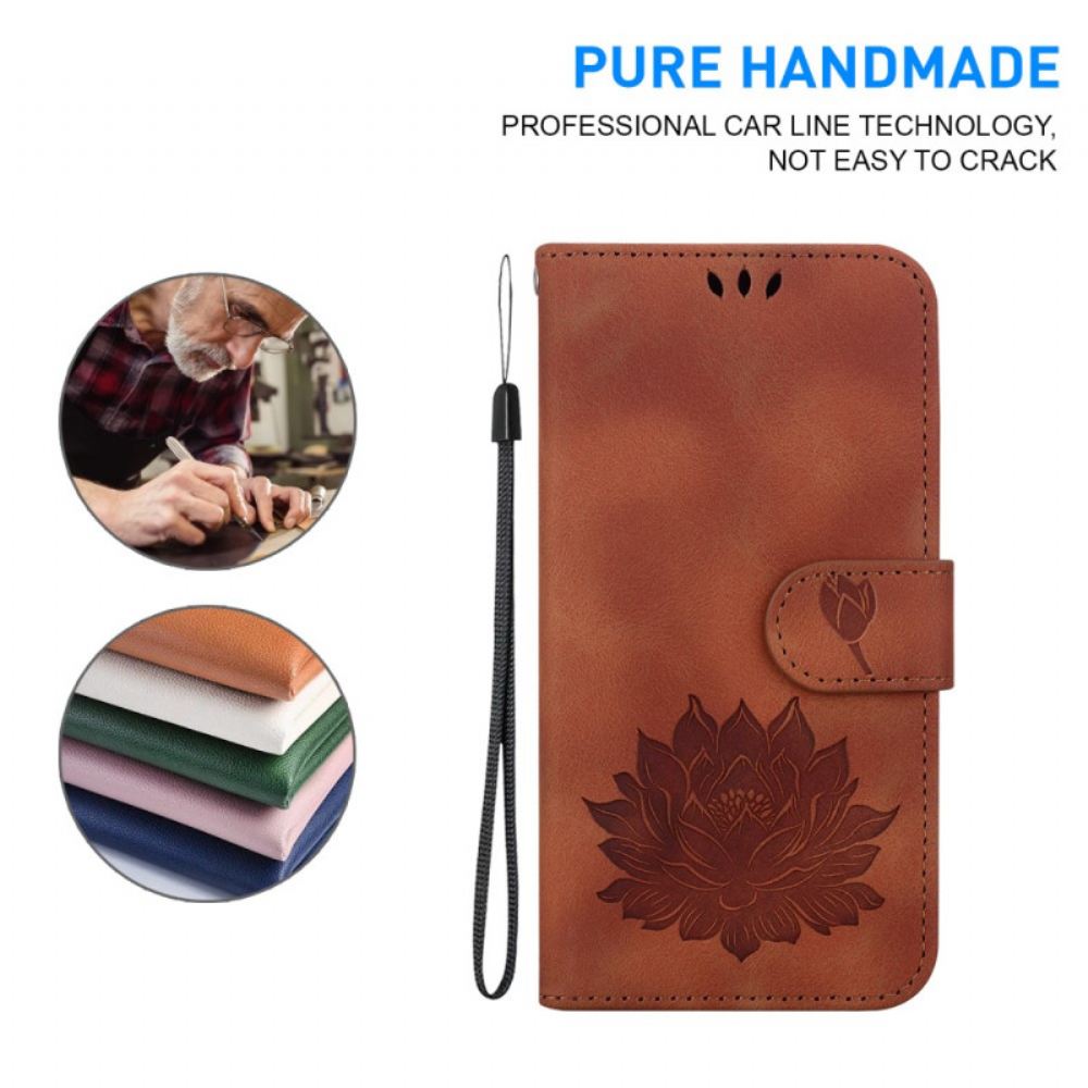 Kožený Kryt Motorola Edge 50 Fusion Lotus S Popruhem