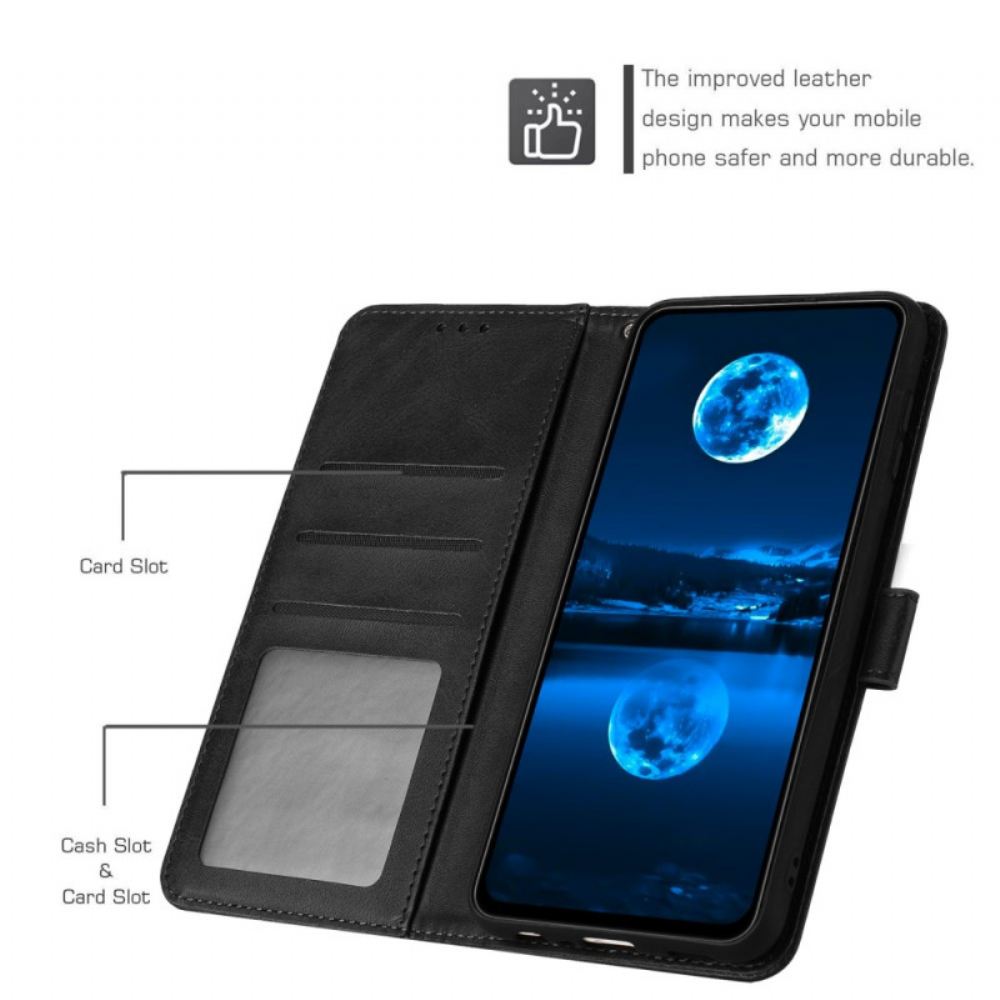 Kožený Kryt Motorola Edge 50 Fusion Obyčejná Umělá Kůže S Řemínkem