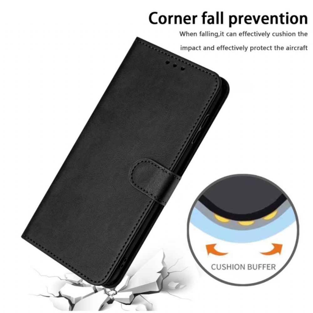 Kožený Kryt Motorola Edge 50 Fusion Obyčejná Umělá Kůže S Řemínkem
