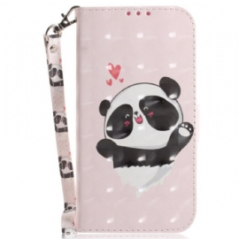 Kožený Kryt Motorola Edge 50 Fusion Panda Love S Popruhem