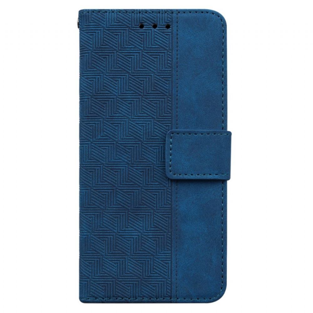 Kožený Kryt Motorola Edge 50 Fusion Páskový Tkaný Vzor