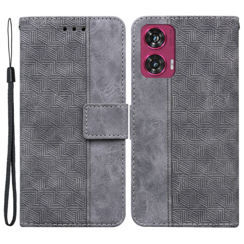 Kožený Kryt Motorola Edge 50 Fusion Páskový Tkaný Vzor