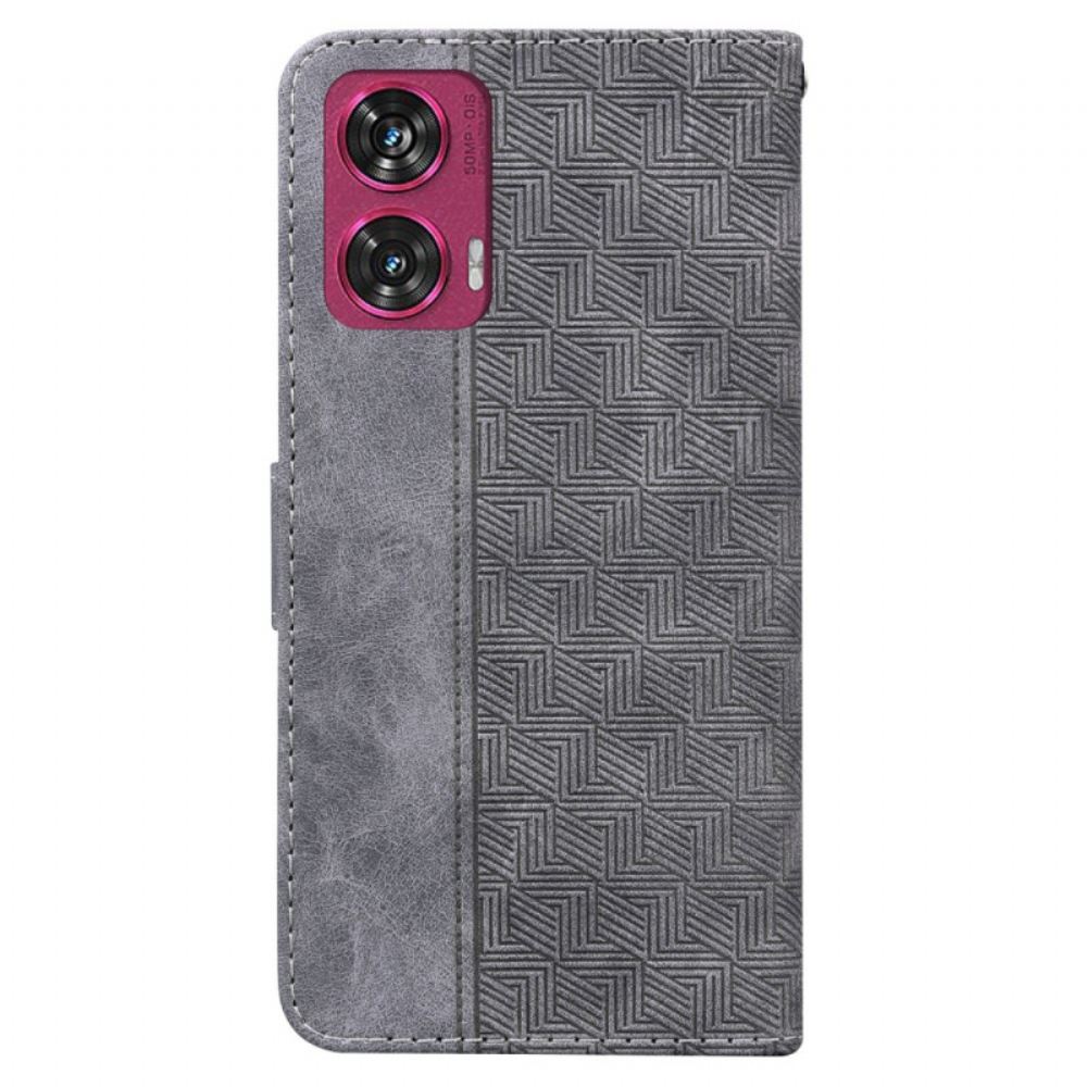 Kožený Kryt Motorola Edge 50 Fusion Páskový Tkaný Vzor