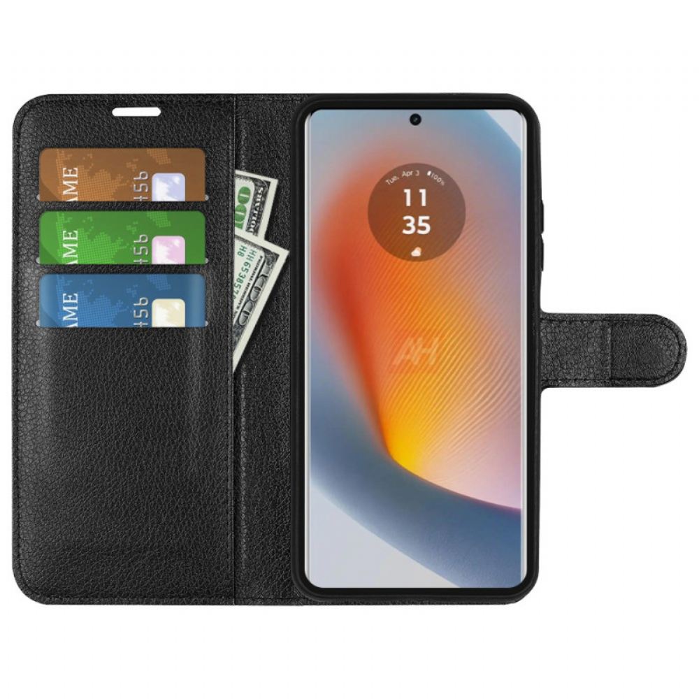 Kožený Kryt Motorola Edge 50 Fusion Umělá Kůže Litchi