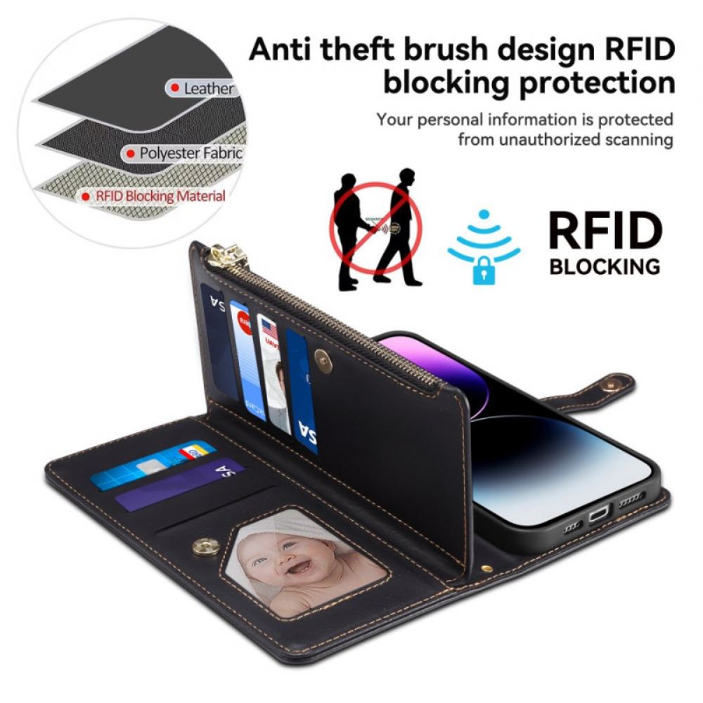 Kožený Kryt Motorola Edge 50 Fusion Šňůrka A Ramenní Popruh Eseble S Blokováním Rfid