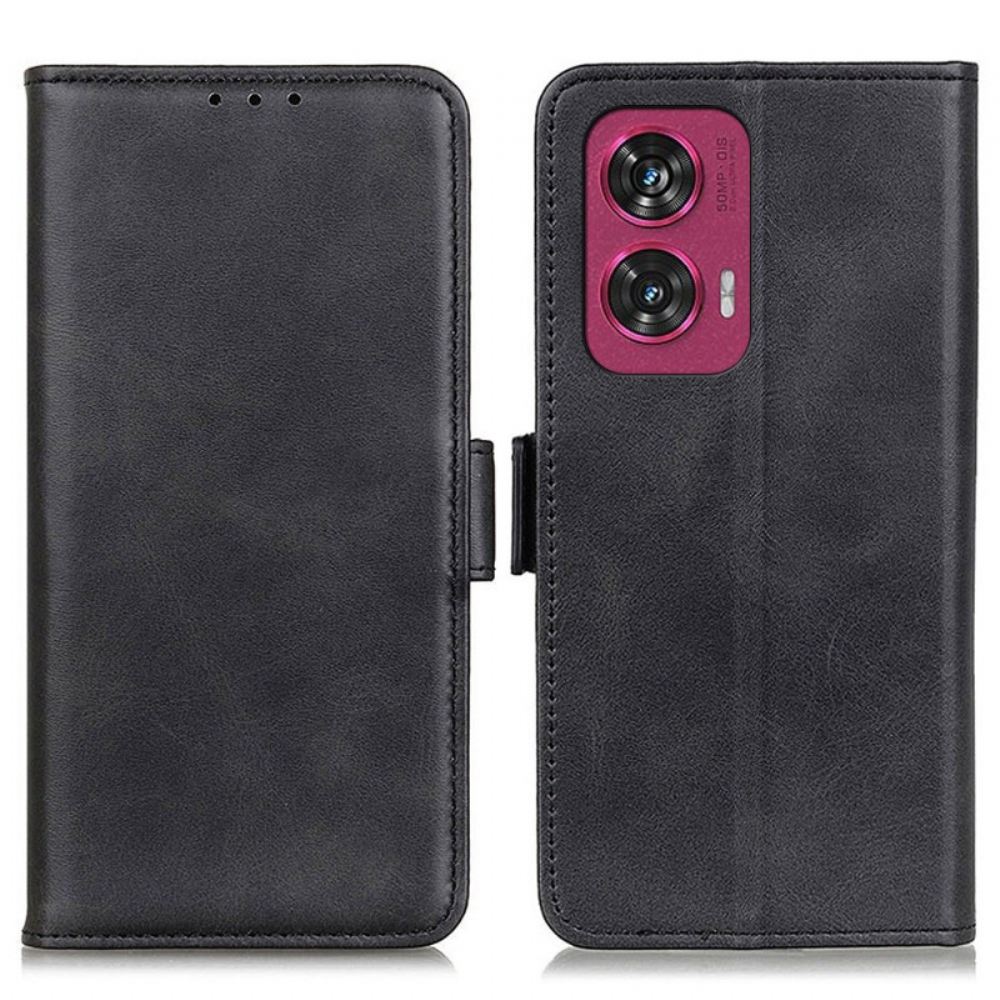 Kožený Kryt Na Motorola Edge 50 Fusion Dvojitá Magnetická Spona
