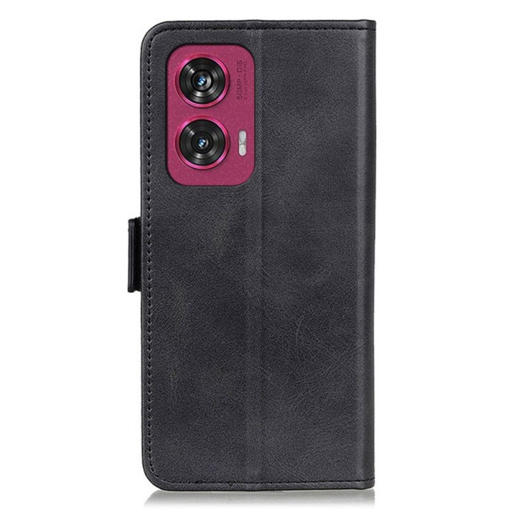 Kožený Kryt Na Motorola Edge 50 Fusion Dvojitá Magnetická Spona