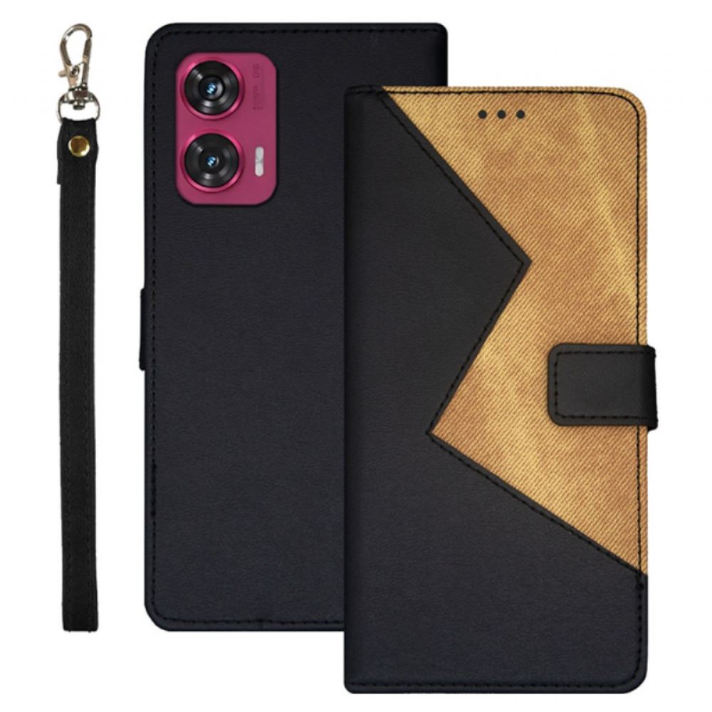 Kožený Kryt Na Motorola Edge 50 Fusion Dvoubarevný Idewei