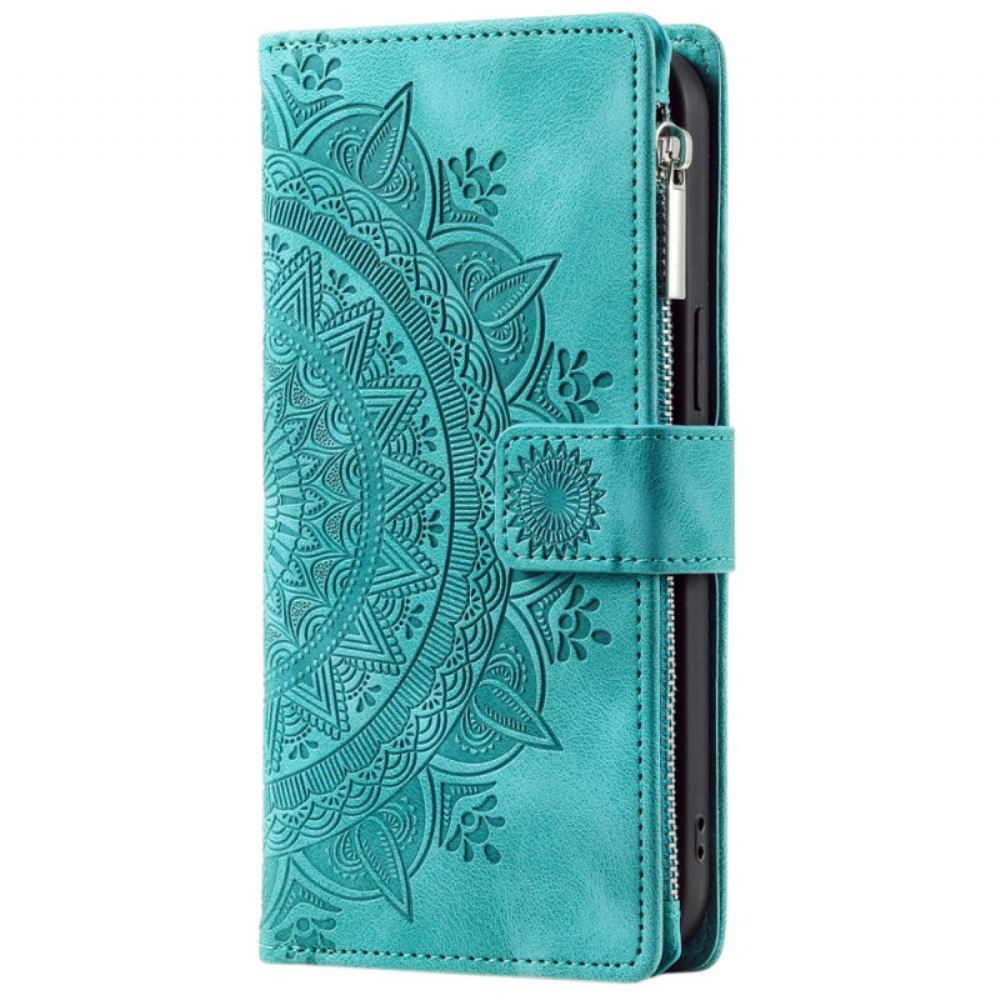 Kožený Kryt Na Motorola Edge 50 Fusion Peněženka Mandala Flower Suede Effect