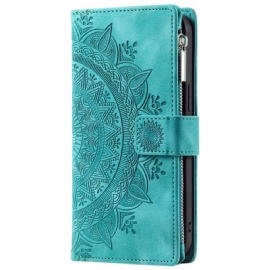 Kožený Kryt Na Motorola Edge 50 Fusion Peněženka Mandala Flower Suede Effect