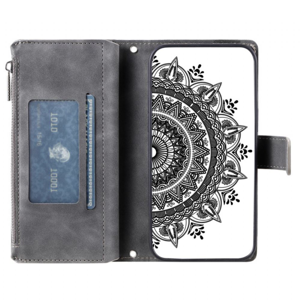 Kožený Kryt Na Motorola Edge 50 Fusion Peněženka Mandala Flower Suede Effect