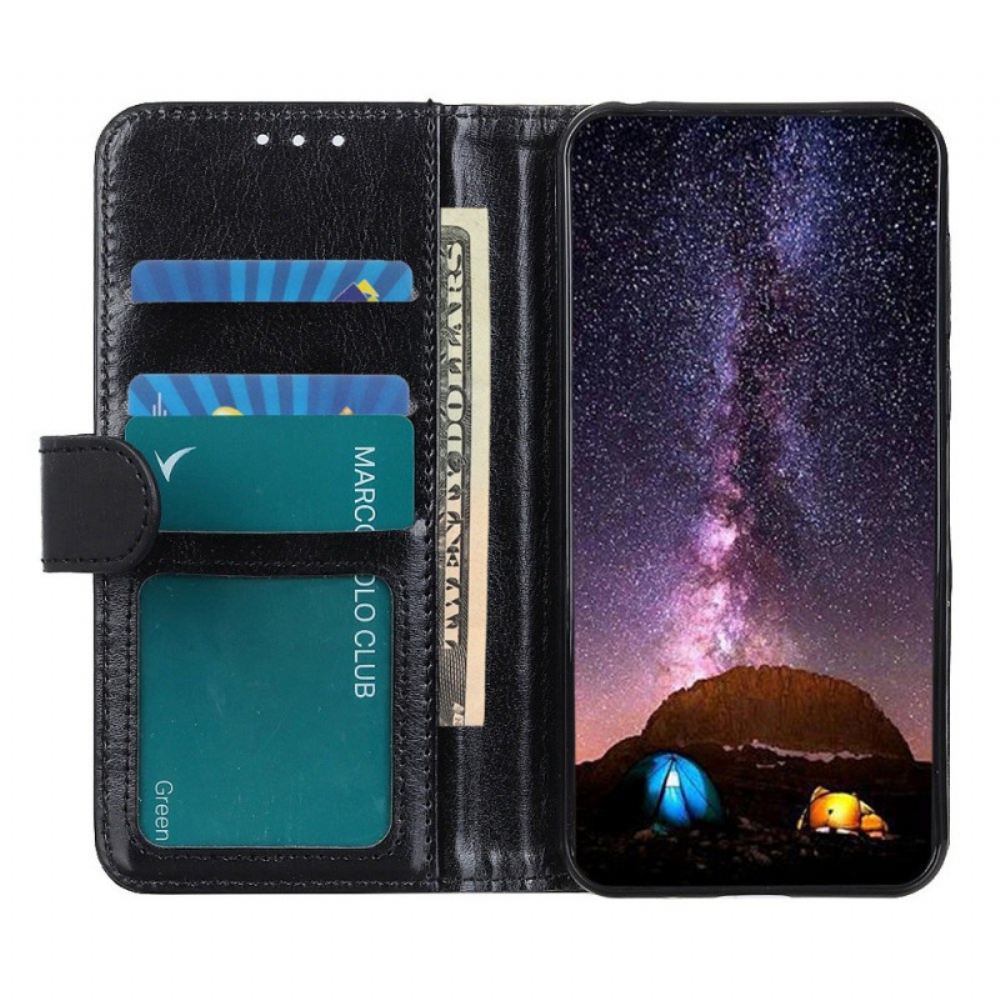 Kožený Kryt Na Motorola Edge 50 Fusion Umělá Lakovaná Kůže
