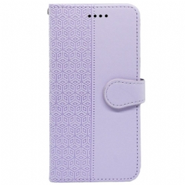 Kožený Kryt Na Motorola Edge 50 Fusion Vlys S Krychlovým Vzorem