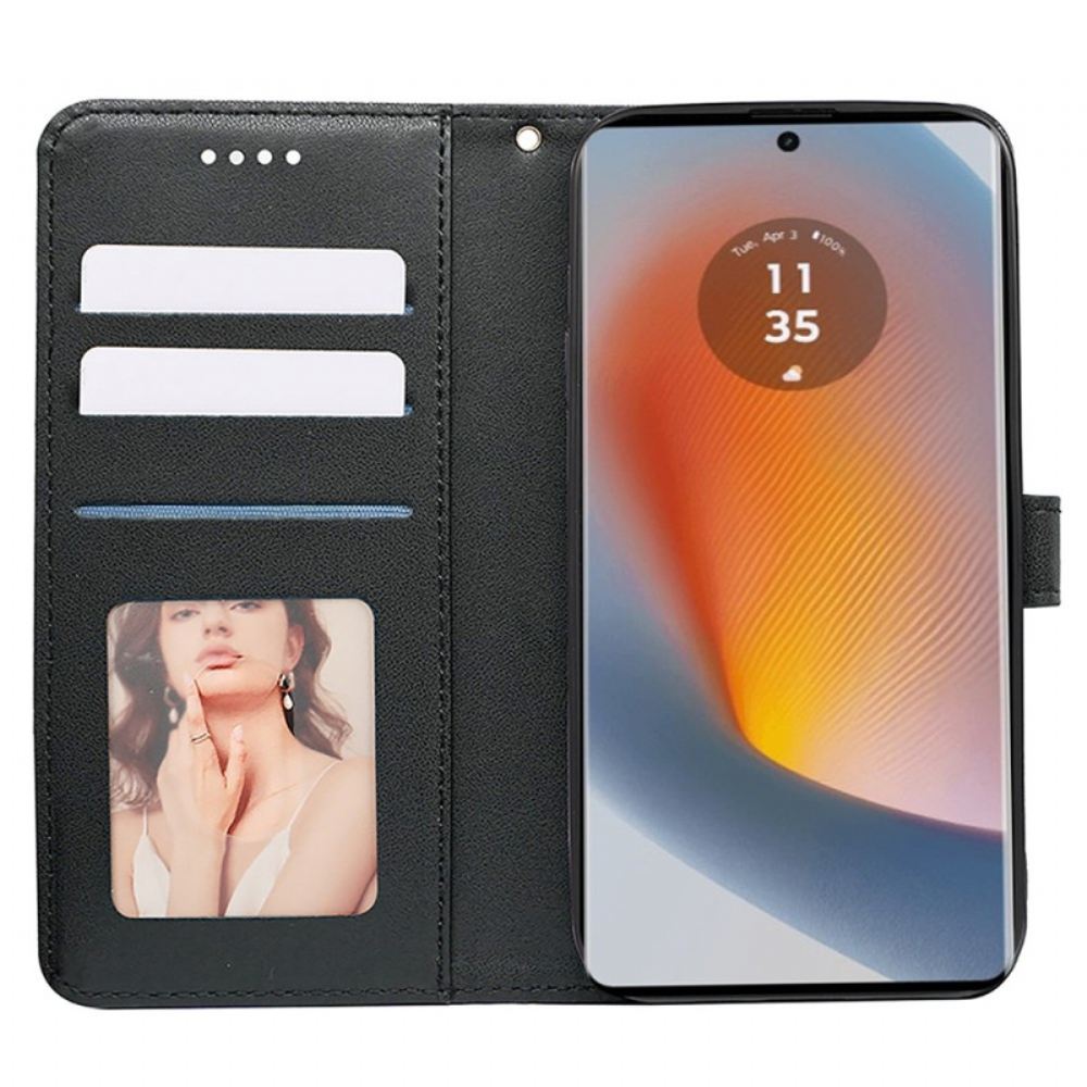 Kožený Kryt Na Motorola Edge 50 Fusion Vlys S Krychlovým Vzorem