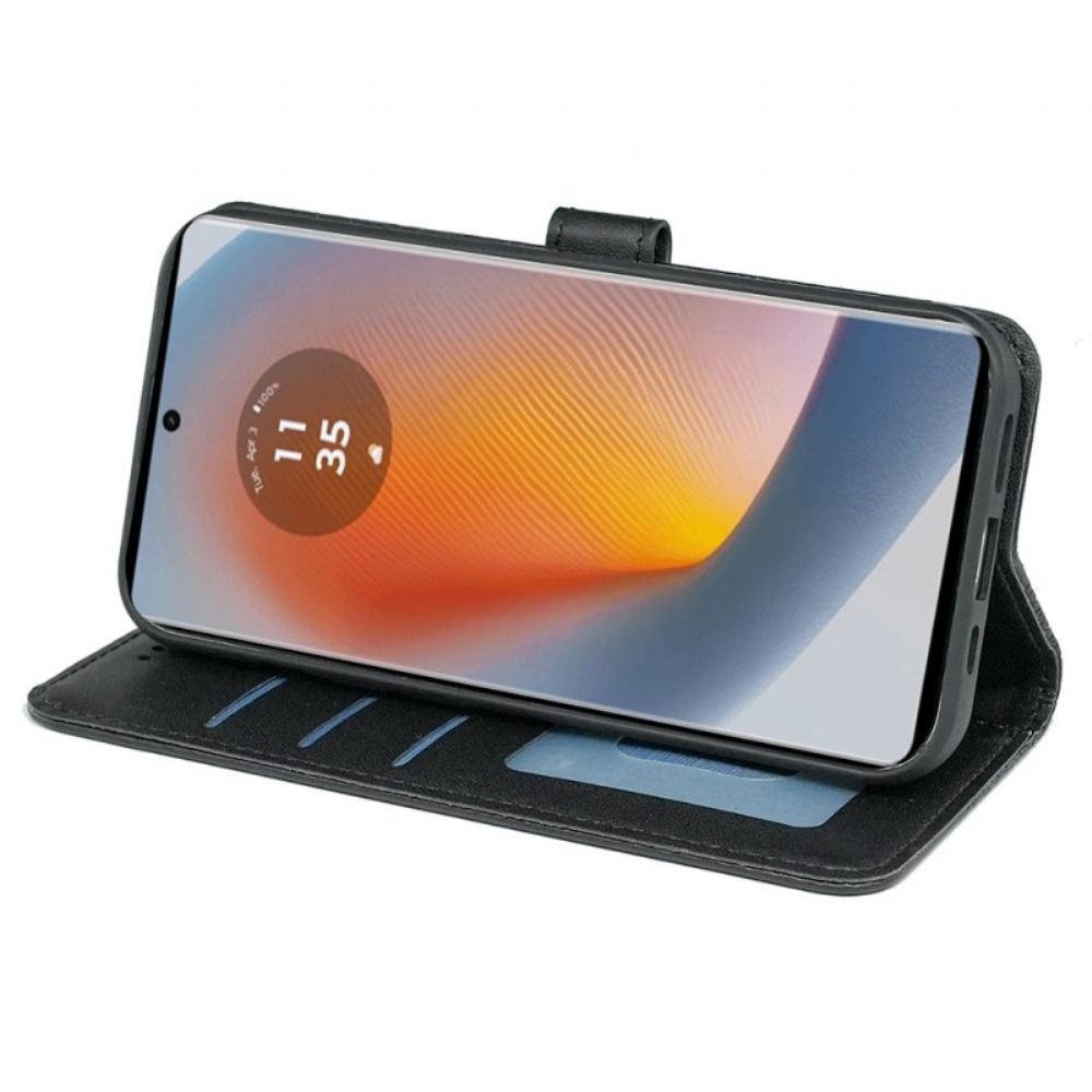 Kožený Kryt Na Motorola Edge 50 Fusion Vlys S Krychlovým Vzorem