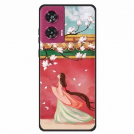 Kryt Motorola Edge 50 Fusion Žena Z Broskvových Květů