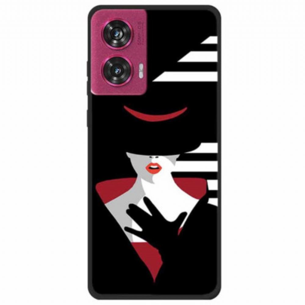 Kryt Na Motorola Edge 50 Fusion Dáma V Černém Klobouku