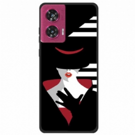Kryt Na Motorola Edge 50 Fusion Dáma V Černém Klobouku