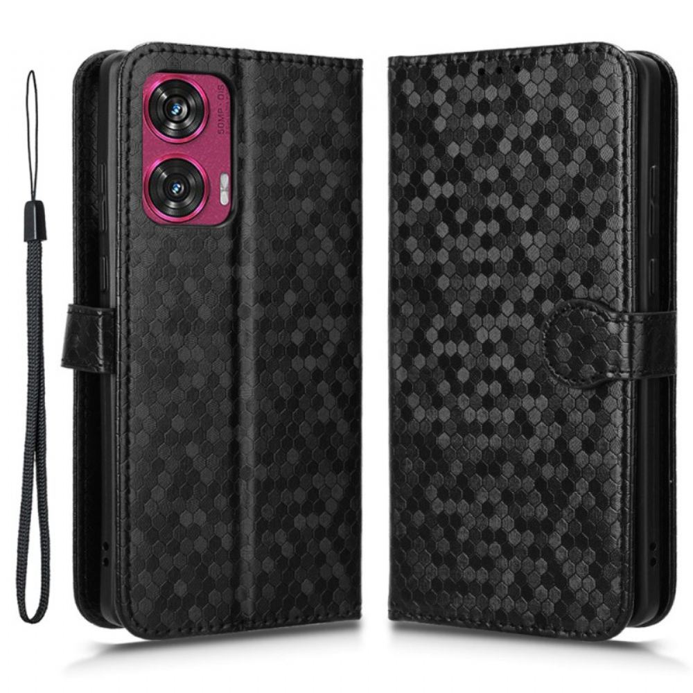 Peněženková Pouzdra Motorola Edge 50 Fusion Brilantní Steh S Popruhem