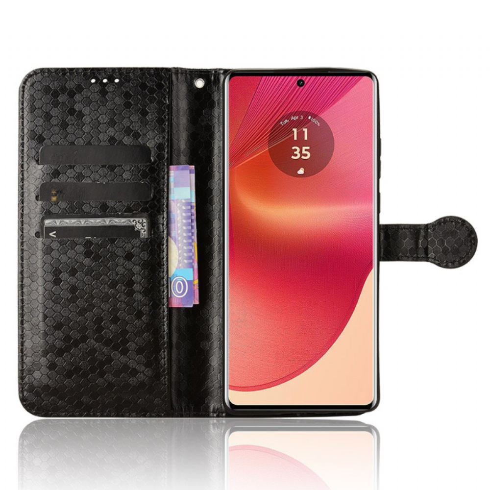 Peněženková Pouzdra Motorola Edge 50 Fusion Brilantní Steh S Popruhem