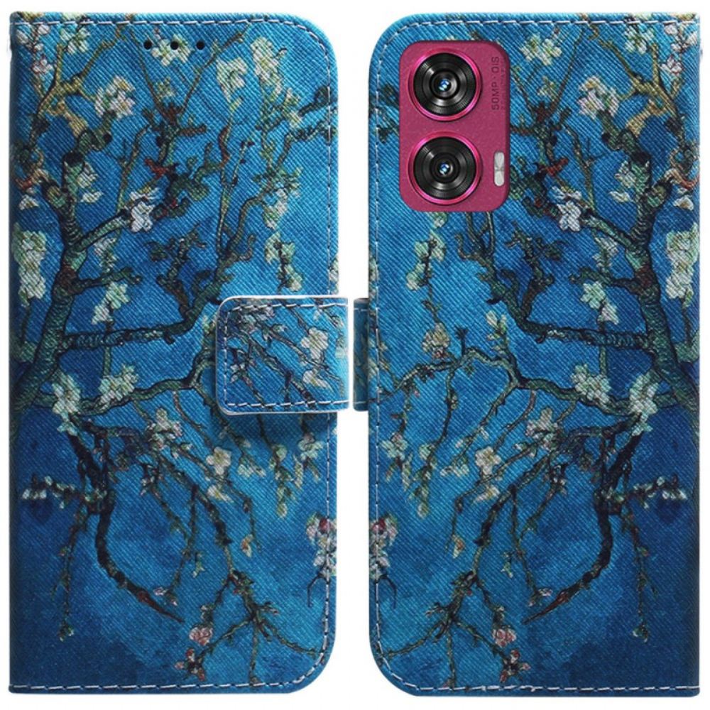 Peněženková Pouzdra Motorola Edge 50 Fusion Květy Meruněk