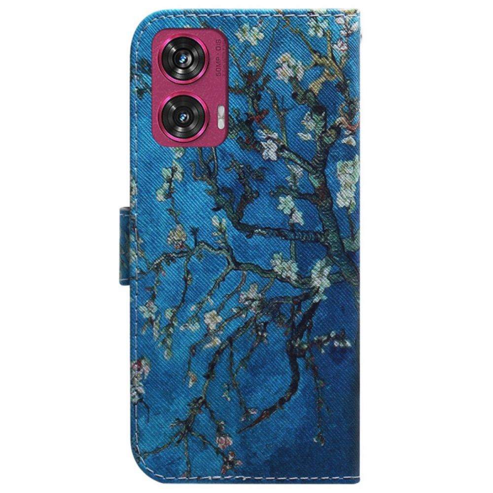 Peněženková Pouzdra Motorola Edge 50 Fusion Květy Meruněk